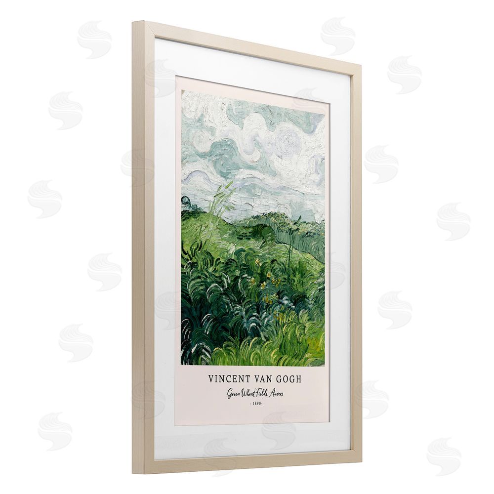 Vintage Hustle Classic Green Wheat Fields Birch Framed Print Under Glass Wall Art