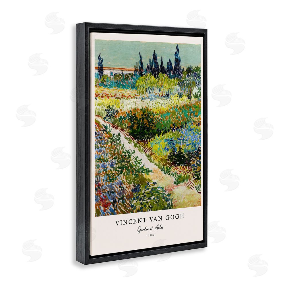 Vintage Hustle Classic Garden At Arles Black Floating Frame Canvas Wall Art Print