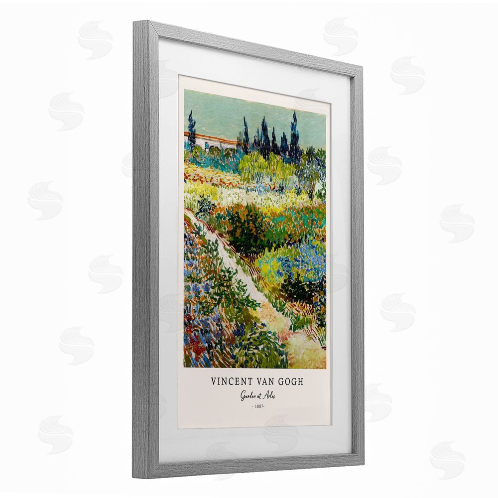 Vintage Hustle Classic Garden At Arles Gray Framed Print Under Glass Wall Art