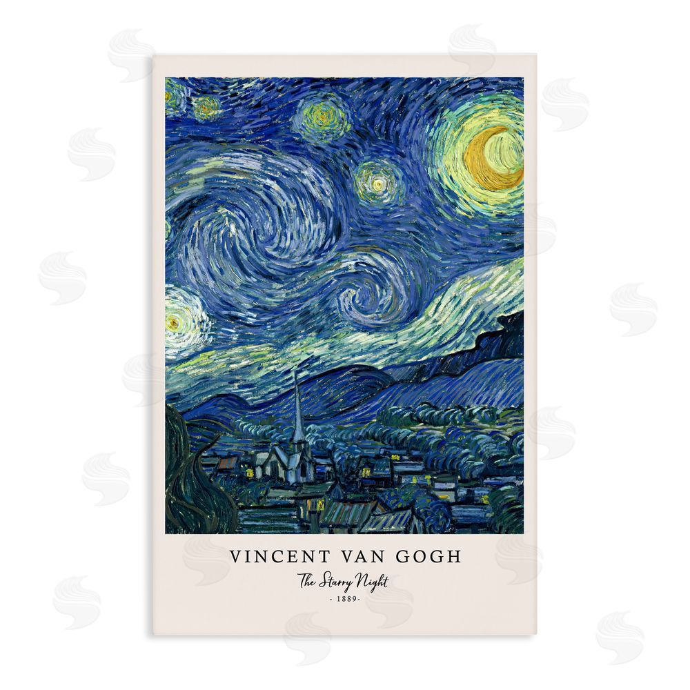 Vintage Hustle Classic Starry Night Van Gogh Stretched Canvas Wall Art Print