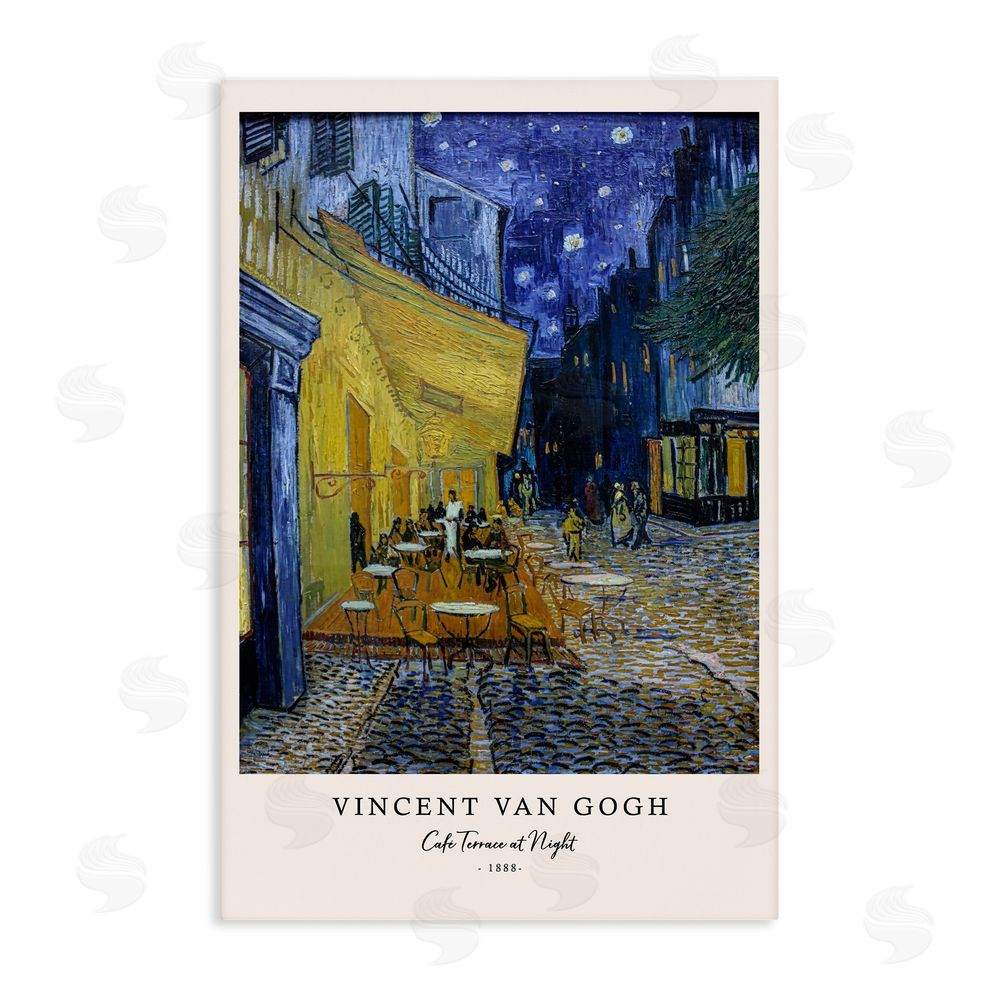 Vintage Hustle Classic Cafe Terrace At Night Stretched Canvas Wall Art Print