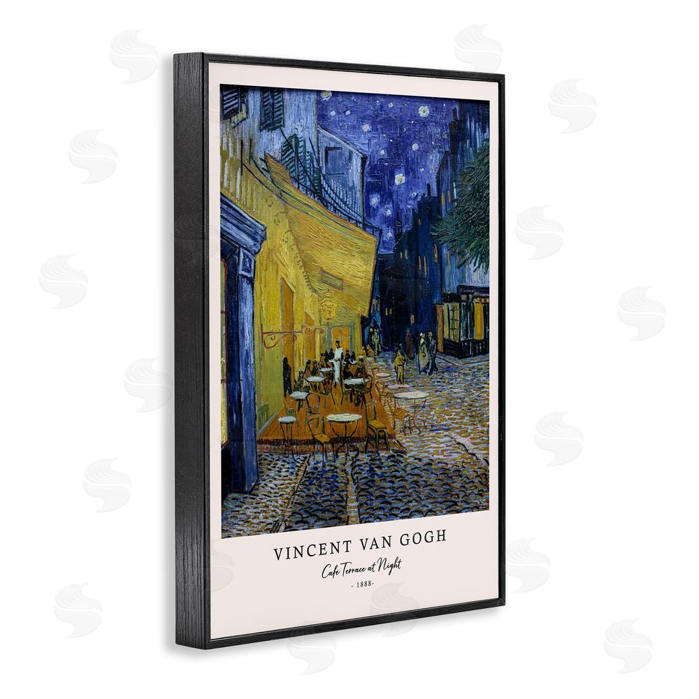 Vintage Hustle Classic Cafe Terrace At Night Black Framed Giclee Wall Art Print