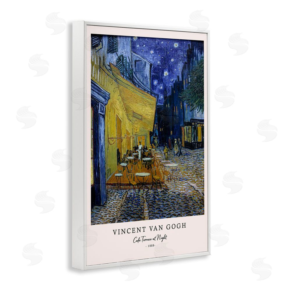 Vintage Hustle Classic Cafe Terrace At Night White Framed Giclee Wall Art Print