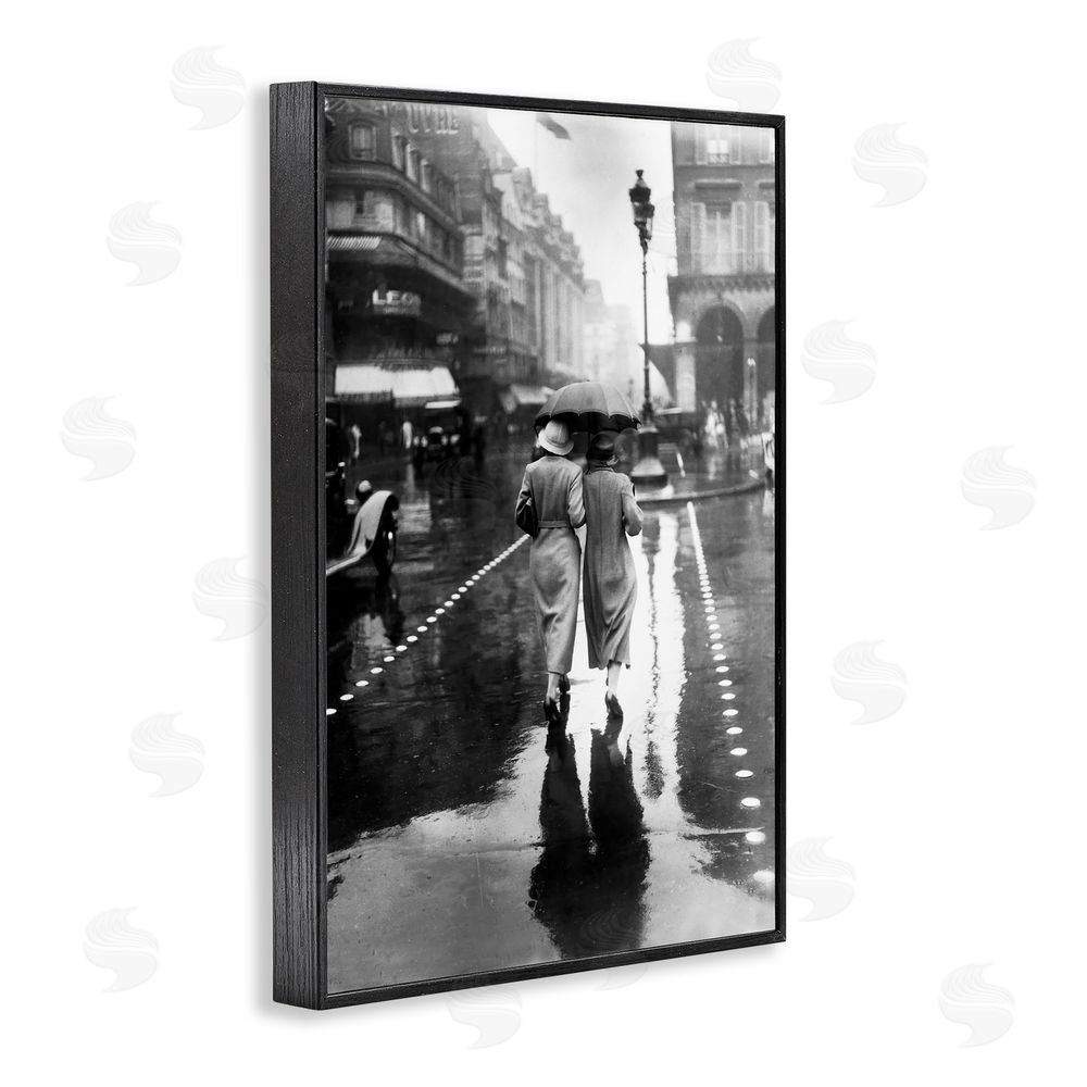 Vintage Hustle Paris In The Rain Black Framed Giclee Wall Art Print