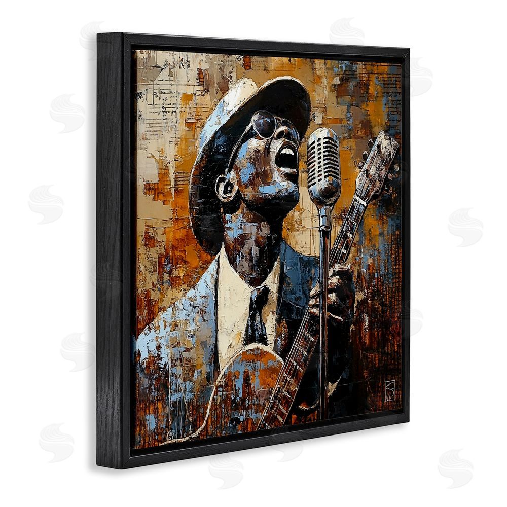 Sara Culpepper Passionate Blues Singer Black Floating Frame Canvas Wall Art Print