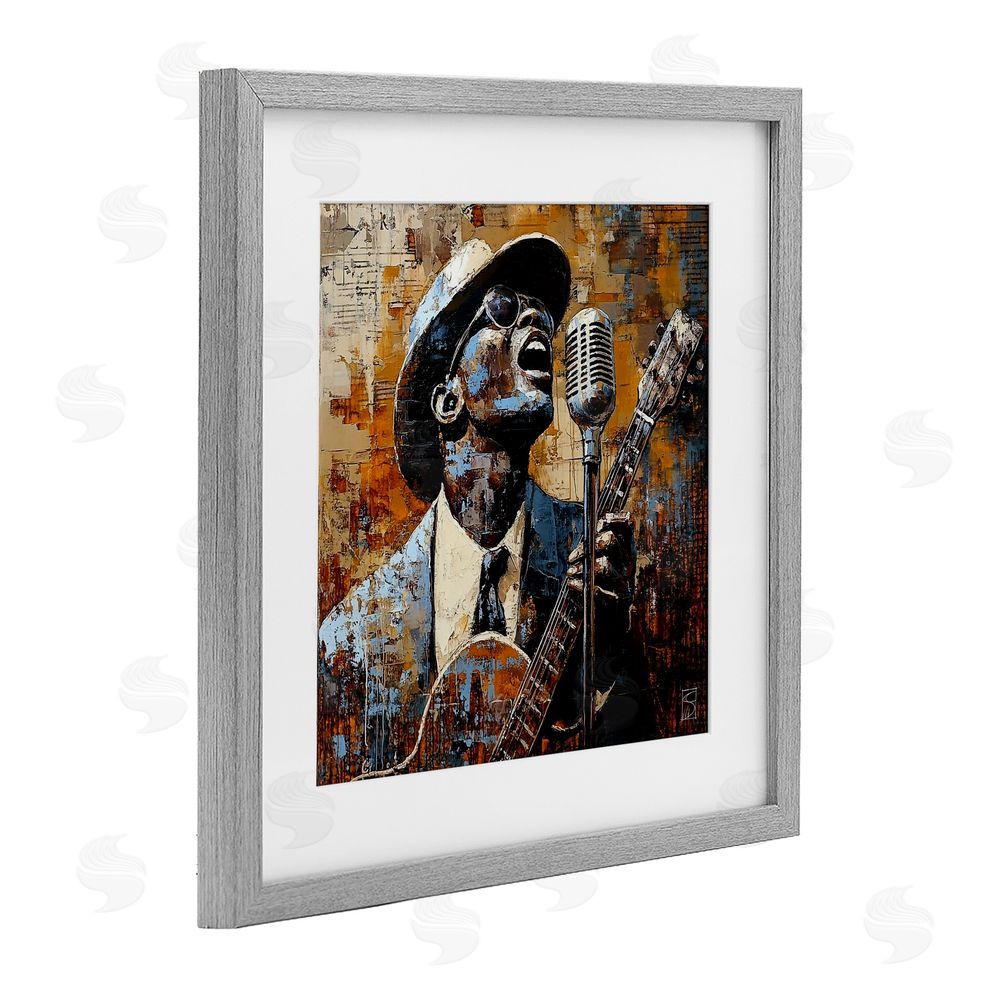 Sara Culpepper Passionate Blues Singer Gray Framed Print Under Glass Wall Art