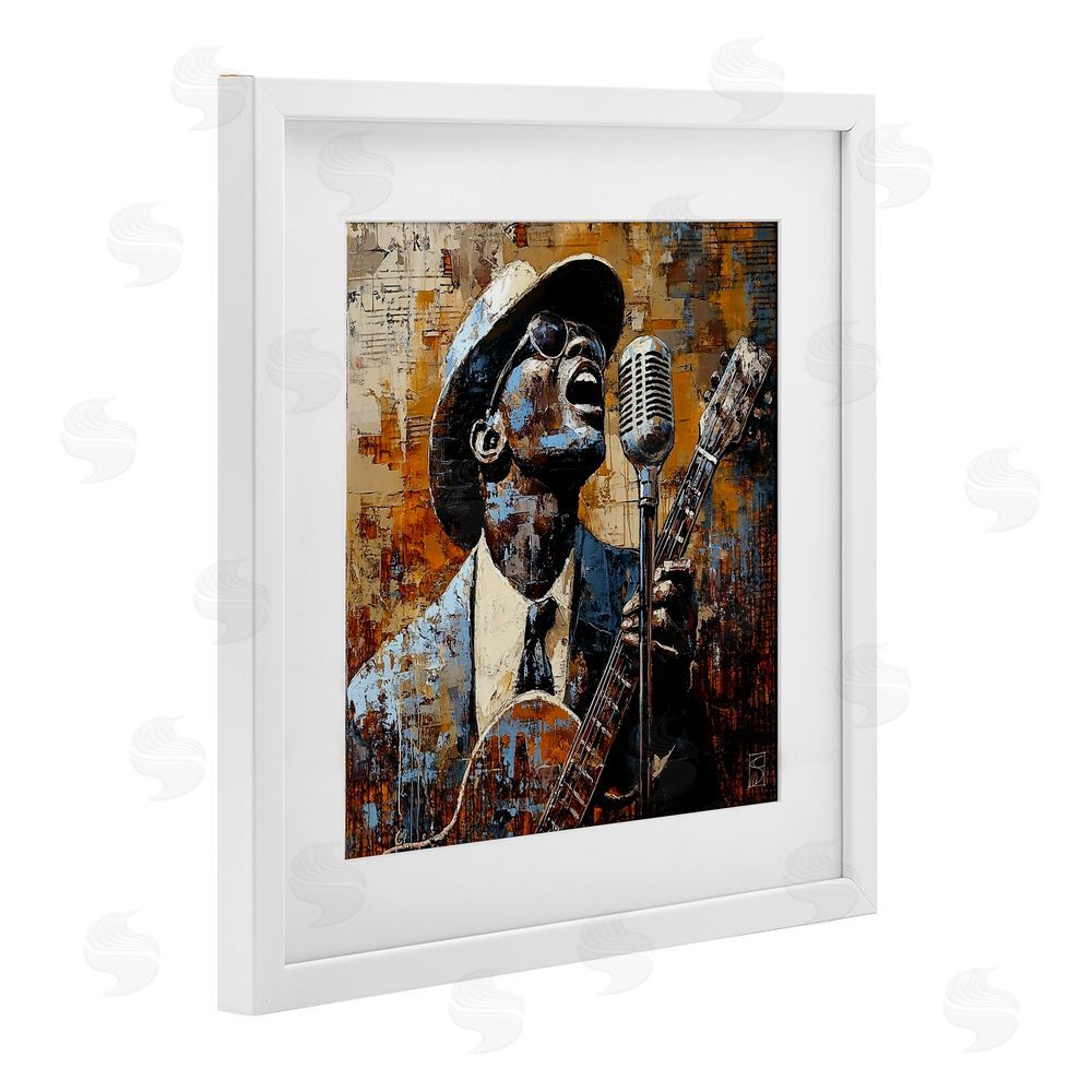 Sara Culpepper Passionate Blues Singer White Framed Print Under Glass Wall Art
