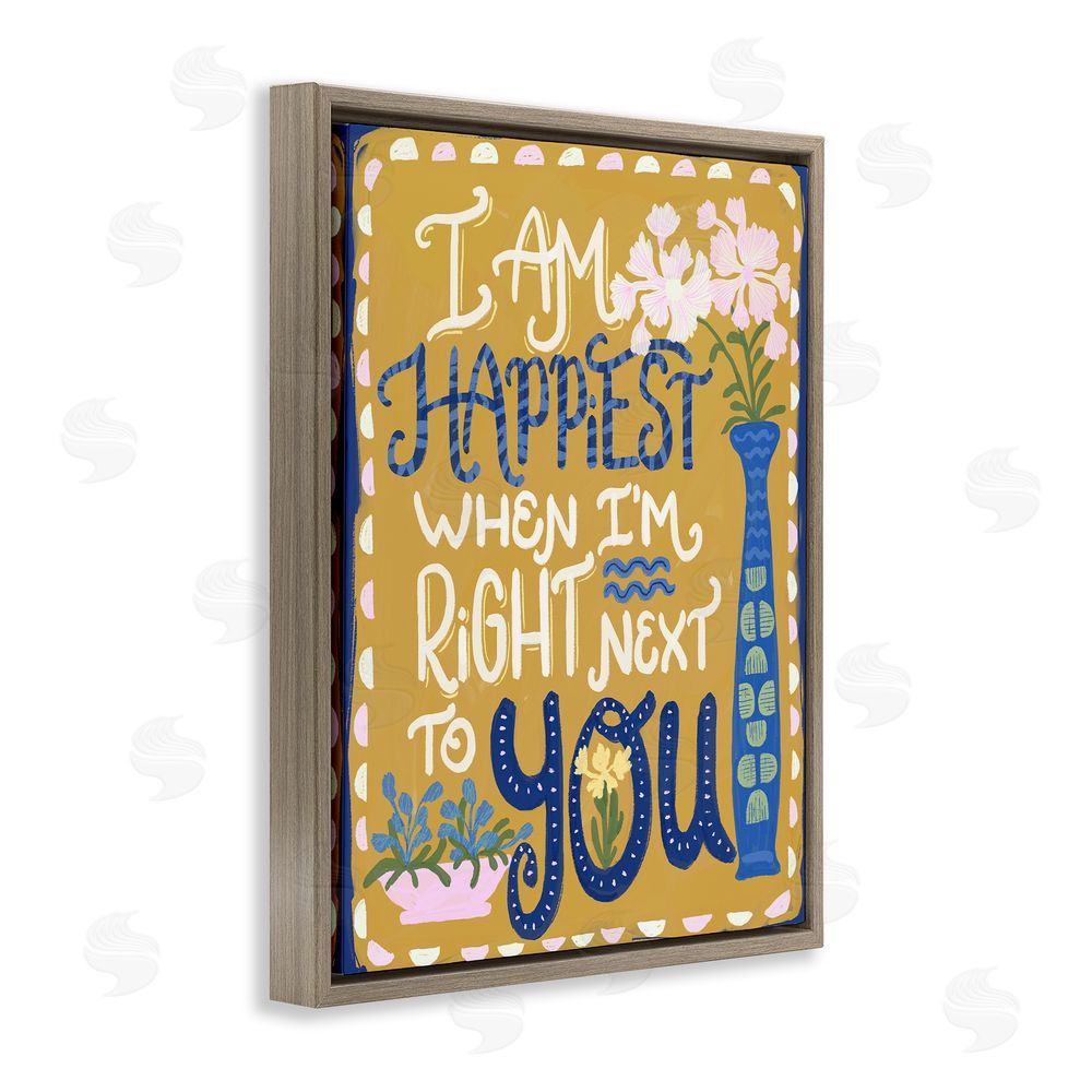 Connie Summers Happiest Next To You Brown Floating Frame Canvas Wall Art