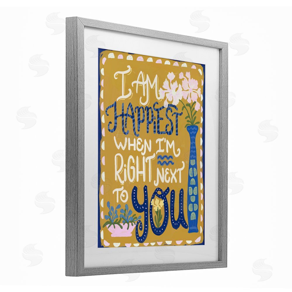 Connie Summers Happiest Next To You Gray Framed Print Under Glass with Mat Wall Art