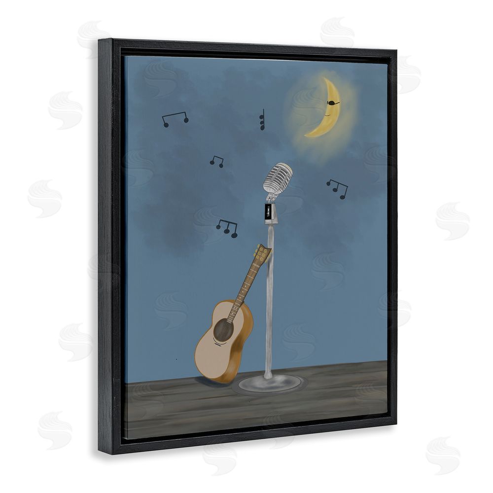 Leslie Hermosa Music And Moon Stage Black Floating Frame Canvas Wall Art Print