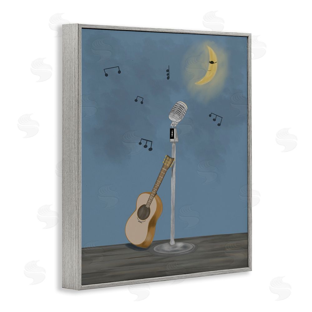 Leslie Hermosa Music And Moon Stage Gray Framed Giclee Wall Art Print