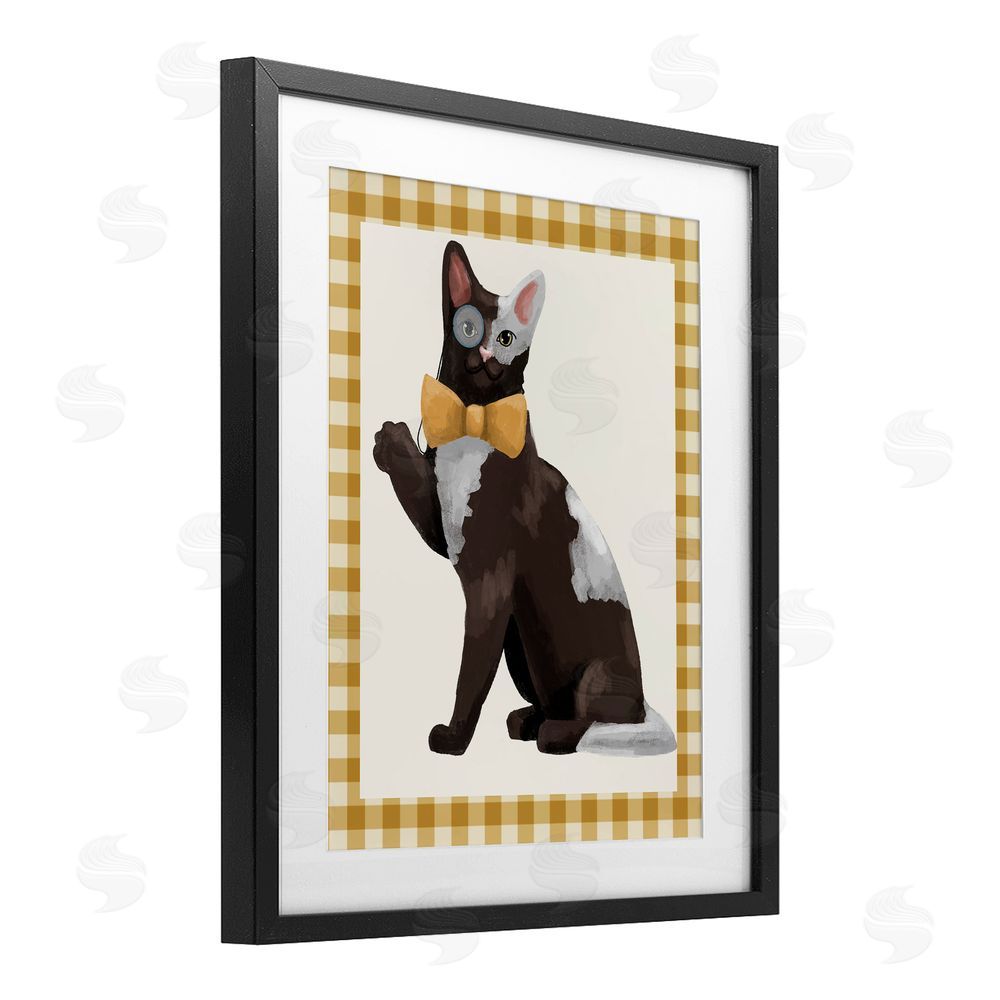 Sadie Harper Gentleman Cat with Bow Black Framed Print Under Glass with Mat Wall Art