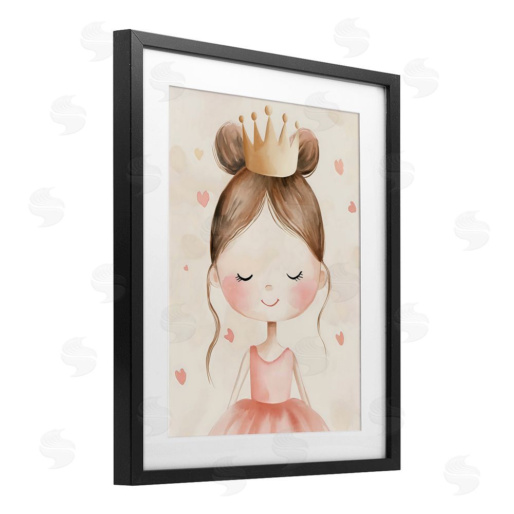 Creative Studio Pink Ballerina in Crown Black Framed Print Under Glass Wall Art