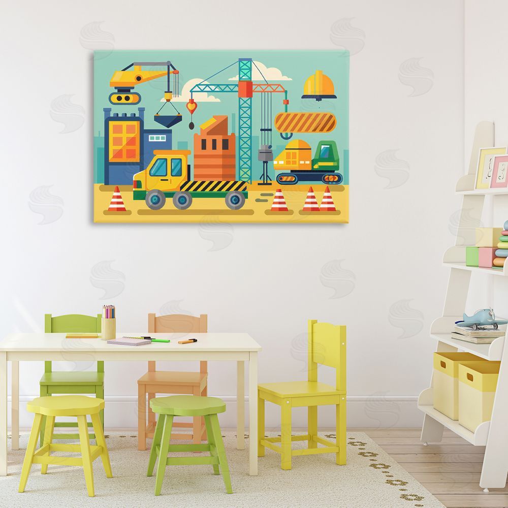 Creative Studio Industrial Construction Site Stretched Canvas Wall Art in Room