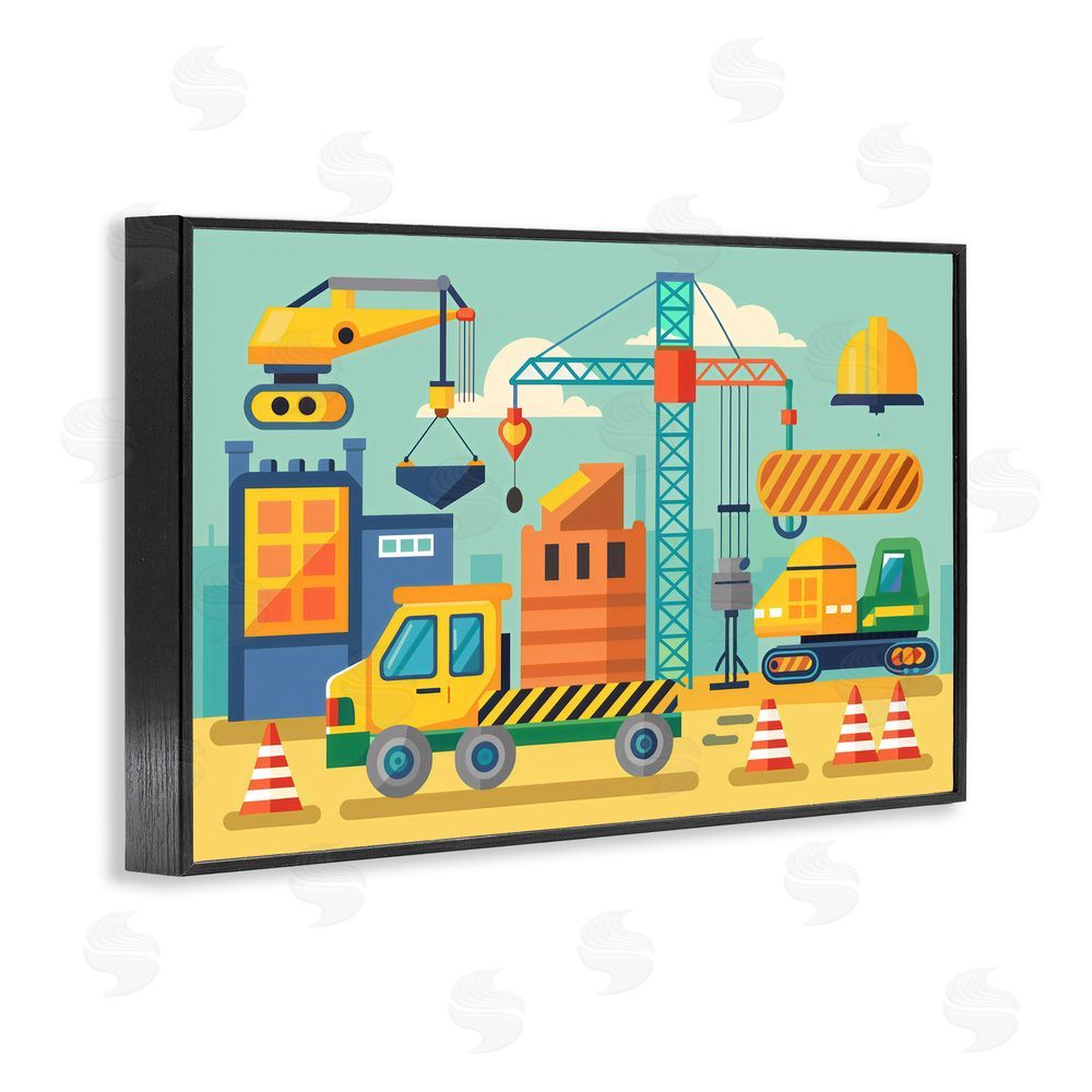 Creative Studio Industrial Construction Site Blacked Framed Giclee Wall Art Print