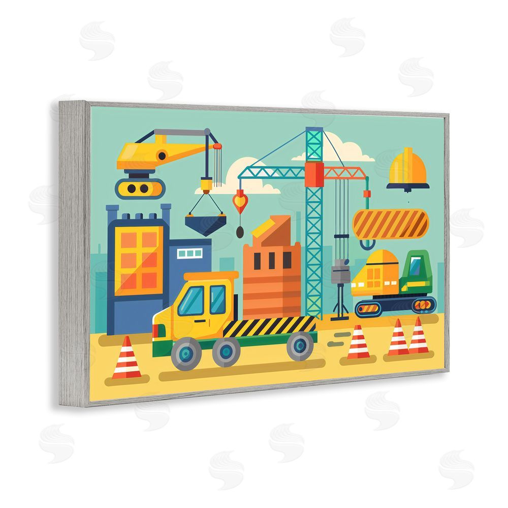 Creative Studio Industrial Construction Site Gray Framed Giclee Wall Art Print
