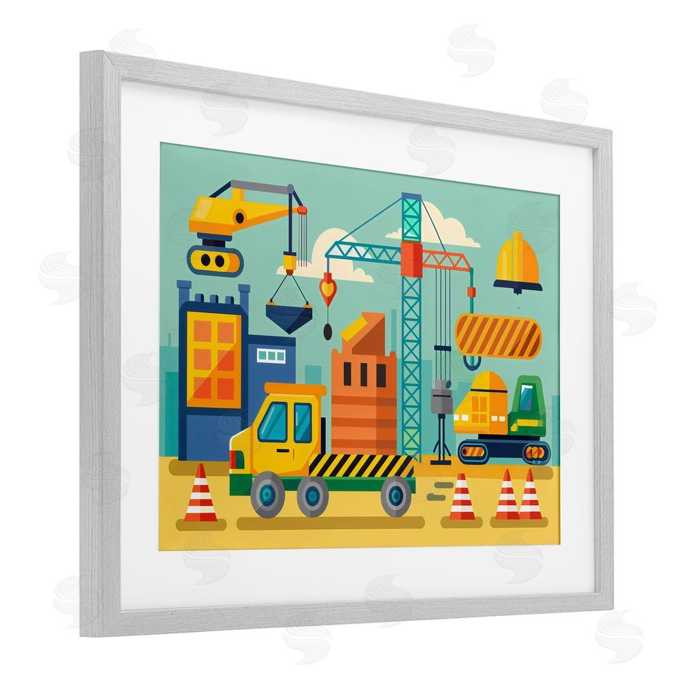 Creative Studio Industrial Construction Site Gray Framed Print Under Glass with Mat Wall Art