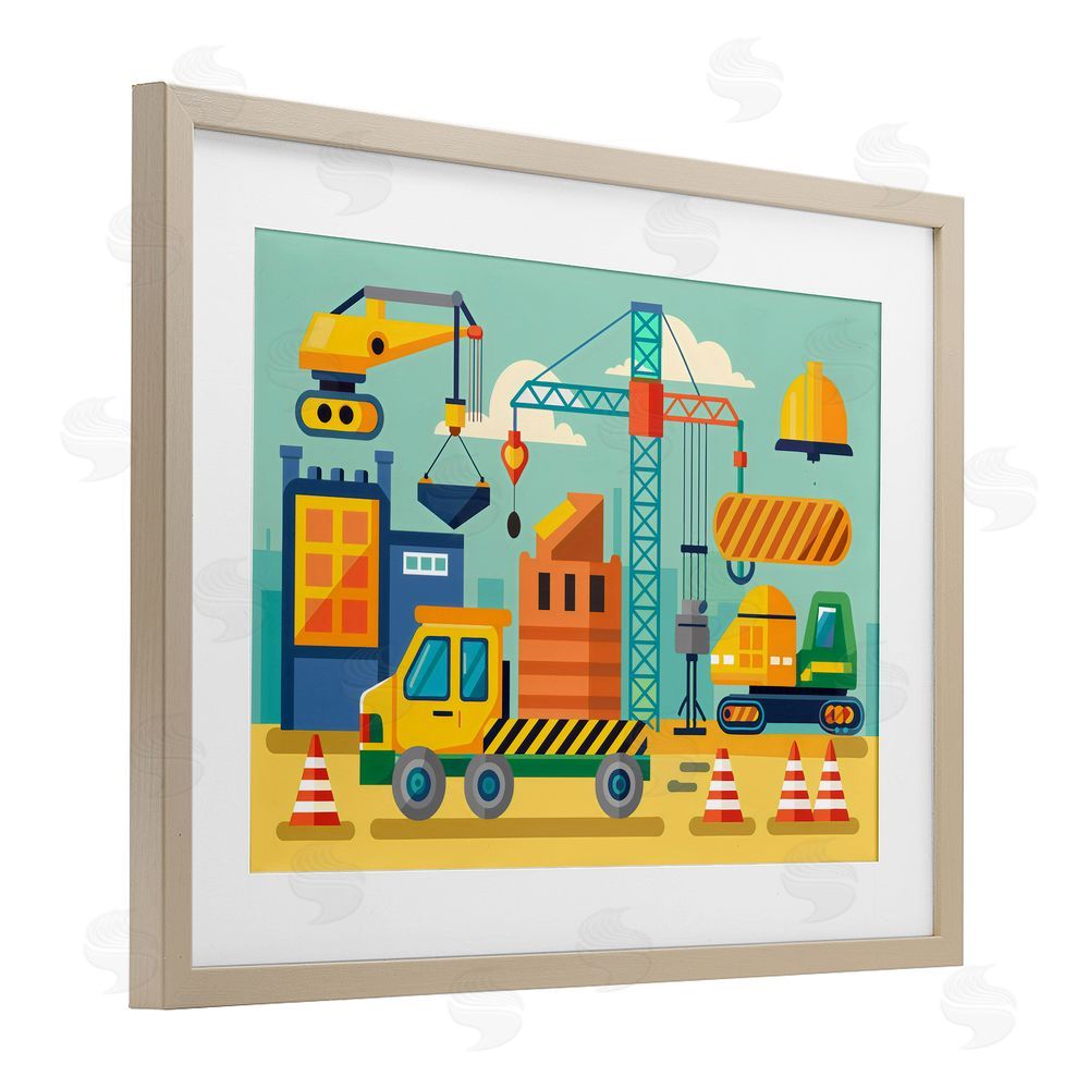 Creative Studio Industrial Construction Site Brown Framed Print Under Glass with Mat Wall Art