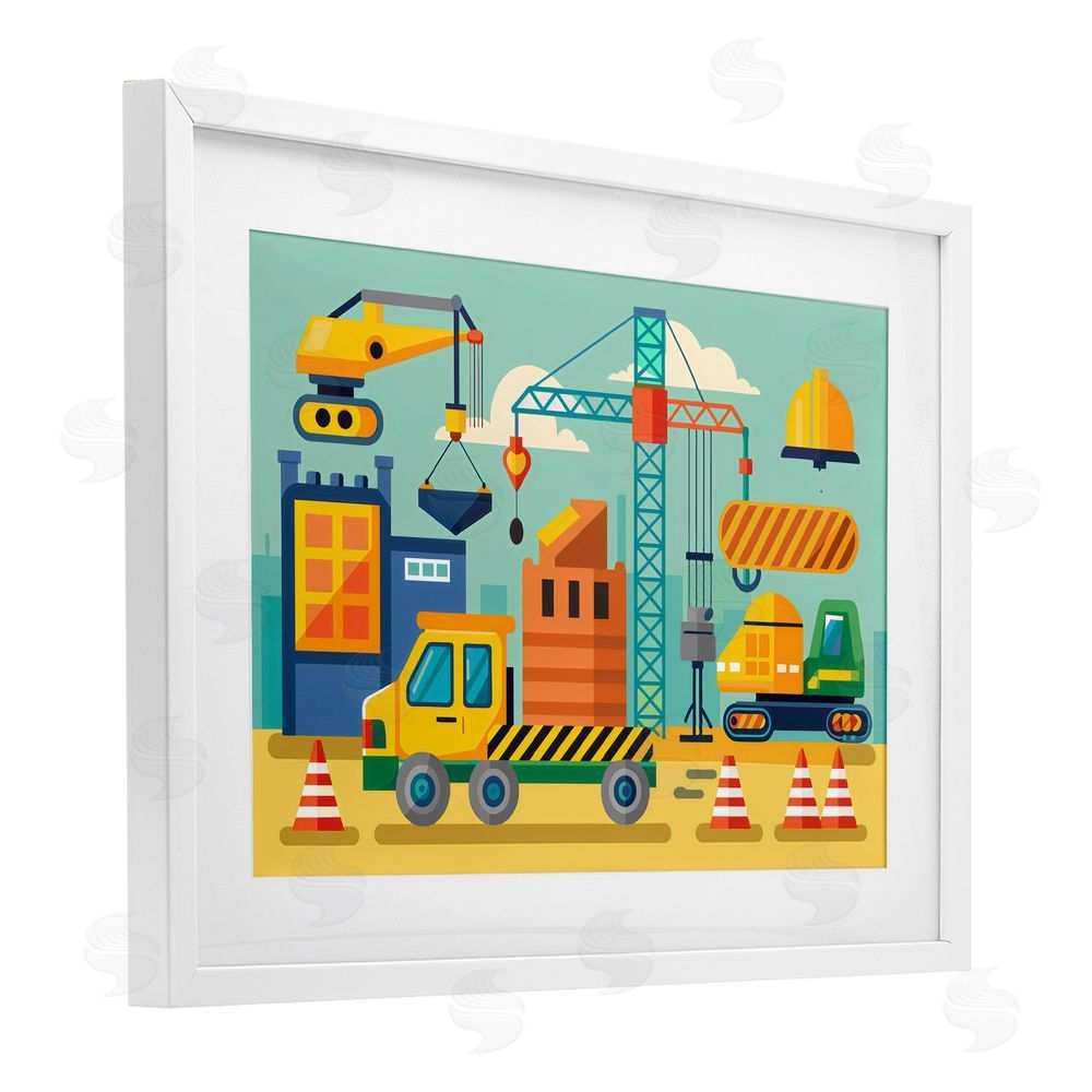 Creative Studio Industrial Construction Site White Framed Print Under Glass with Mat Wall Art