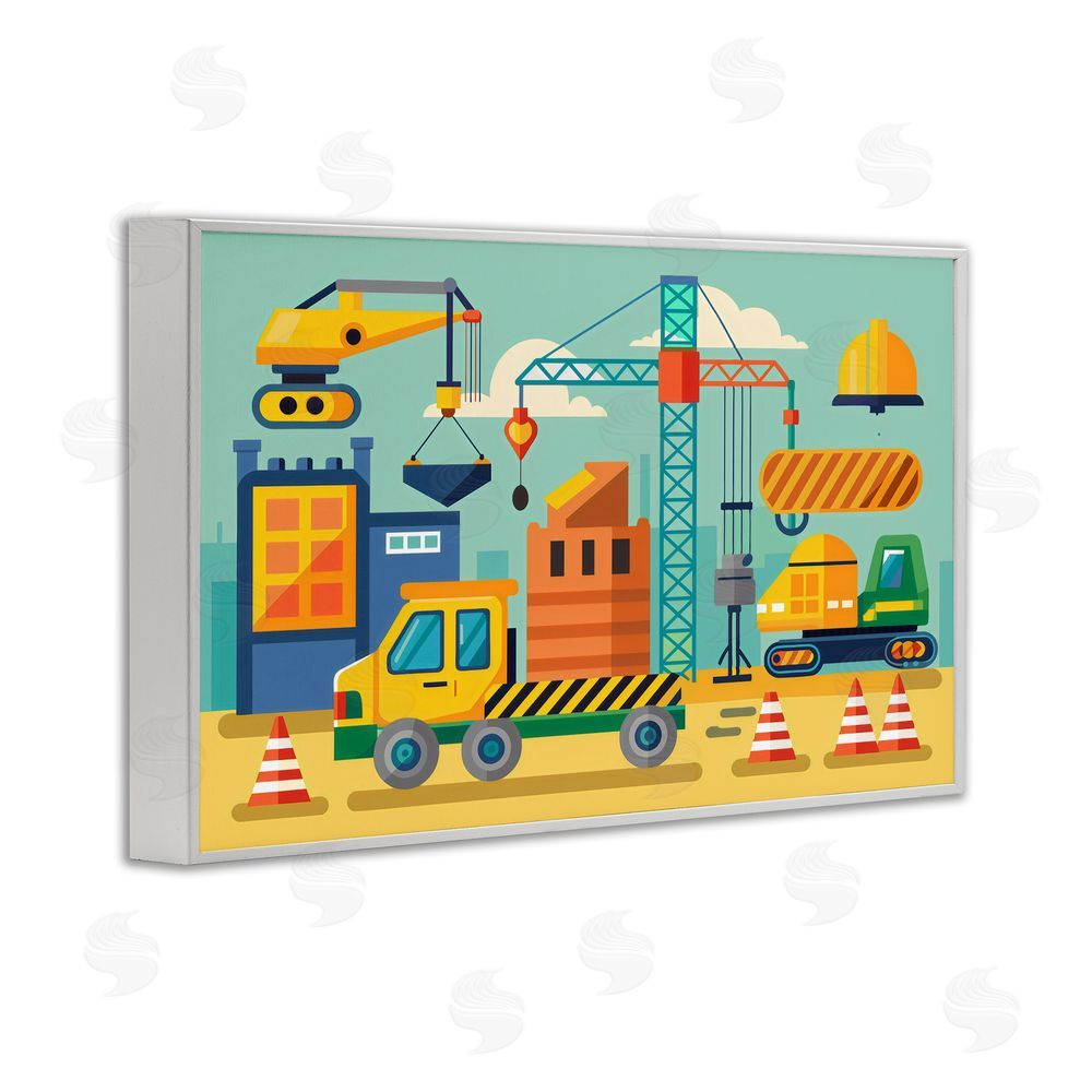 Creative Studio Industrial Construction Site White Framed Giclee Wall Art Print