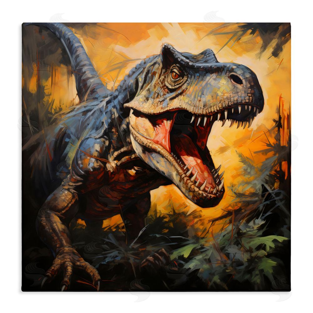 Creative Studio Angry Dinosaur Roaring Stretched Canvas Wall Art Print