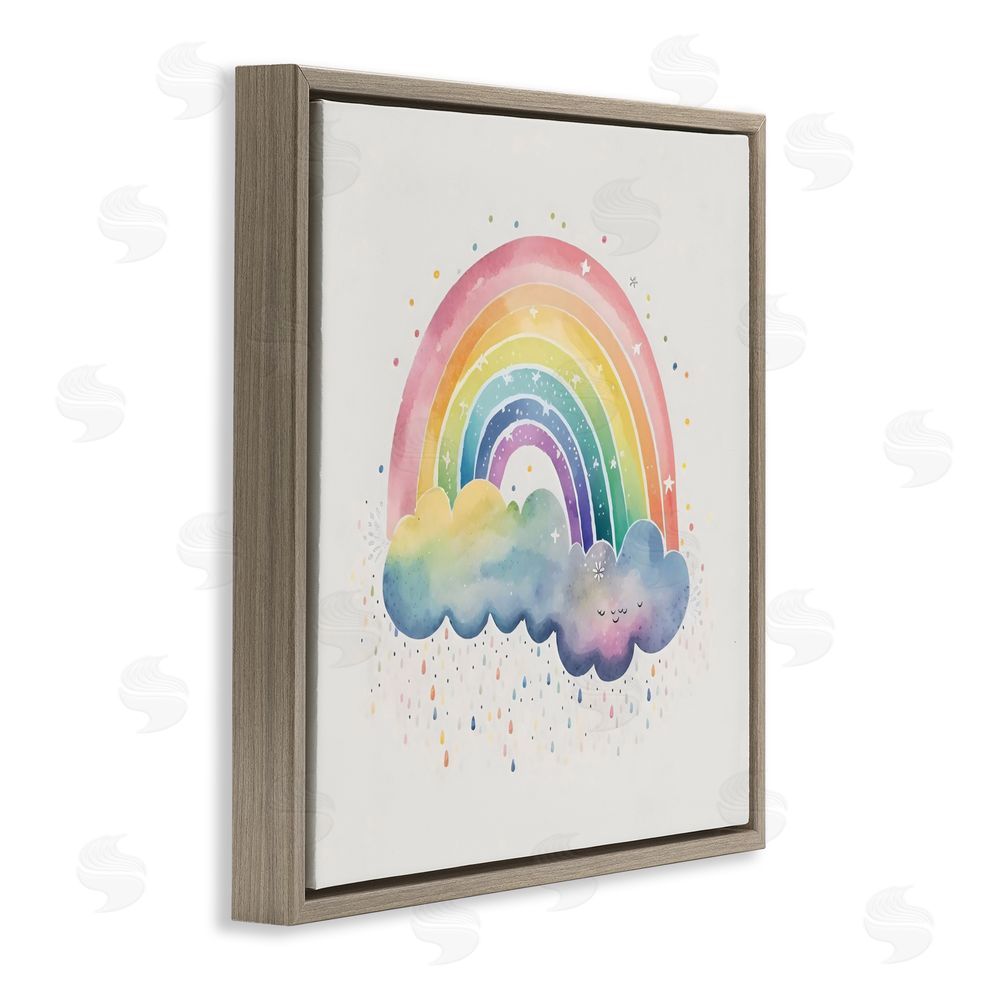 Creative Studio Bright Boho Rainbow & Stars Brown Floating Frame Canvas Wall Art Print