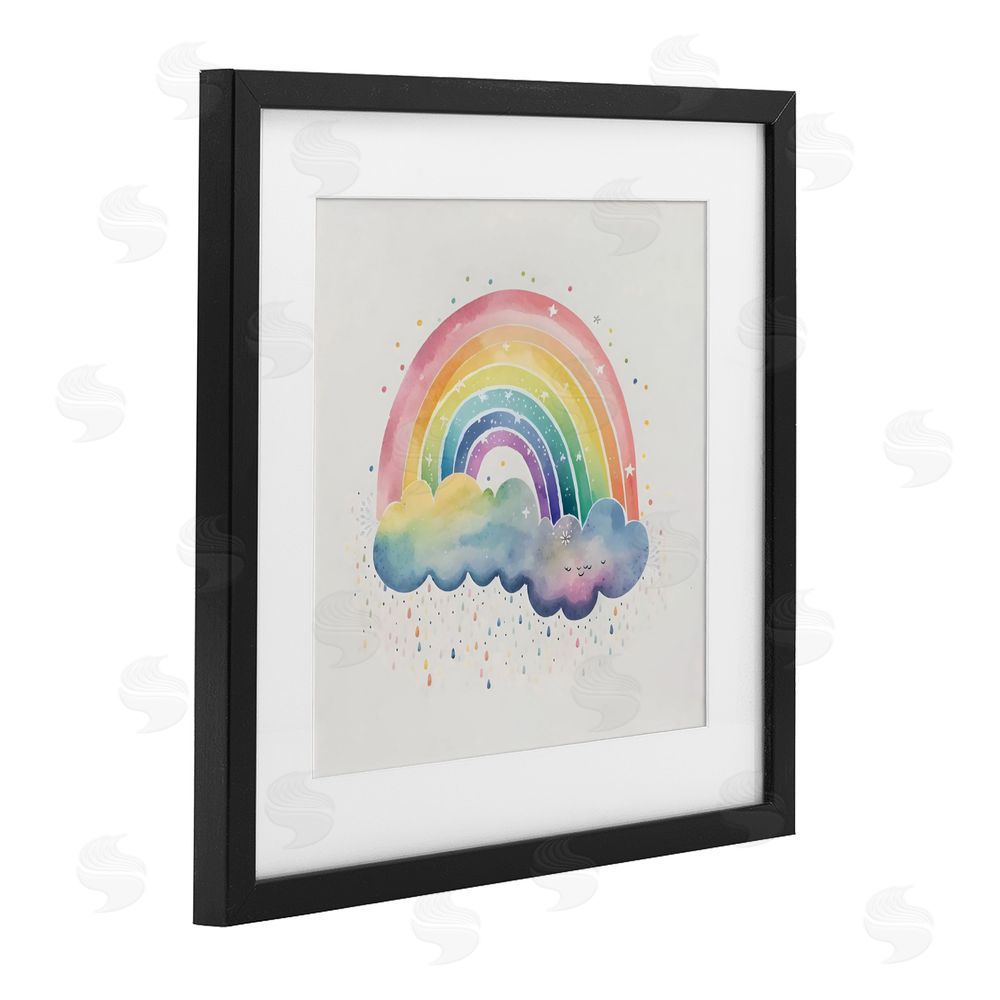 Creative Studio Bright Boho Rainbow & Stars Black Framed Print Under Glass Wall Art