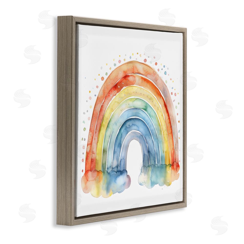 Creative Studio Colored Rainbow Clouds Brown Floating Frame Canvas Wall Art Print