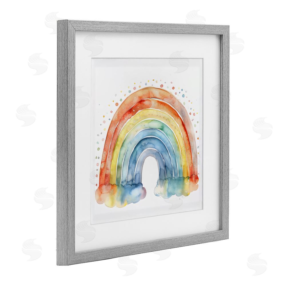 Creative Studio Colored Rainbow Clouds Gray Framed Print Under Glass Wall Art