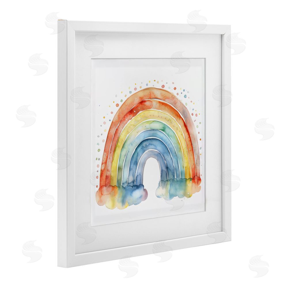 Creative Studio Colored Rainbow Clouds White Framed Print Under Glass Wall Art