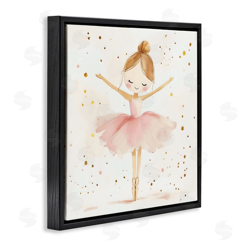 Creative Studio Ballerina On Her Toes Black Floating Frame Canvas Wall Art Print