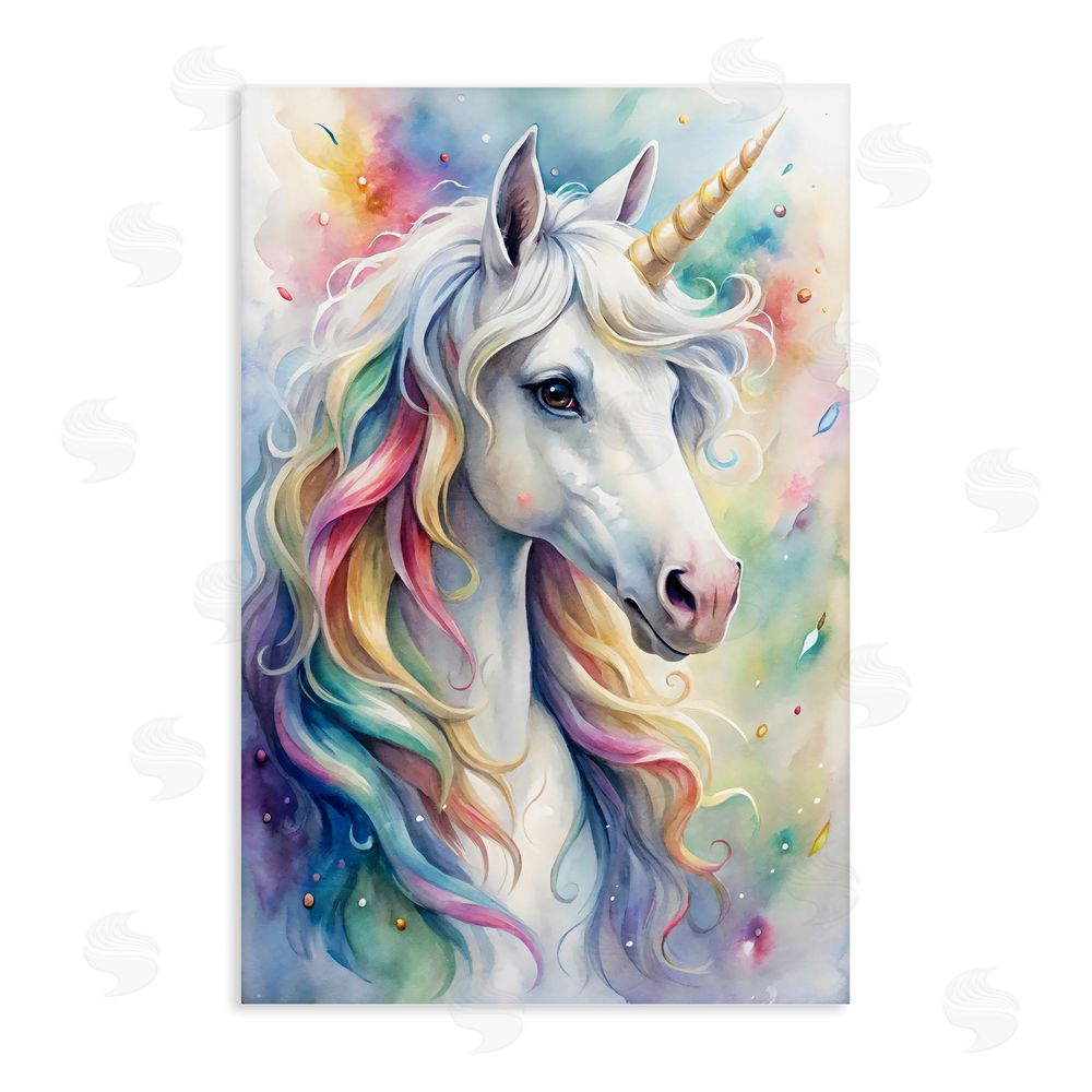 Creative Studio Pastel Colorful Unicorn Stretched Canvas Wall Art Print