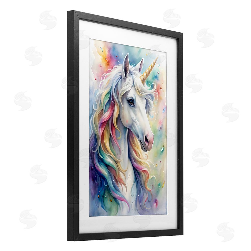 Creative Studio Pastel Colorful Unicorn Black Framed Print Under Glass Wall Art