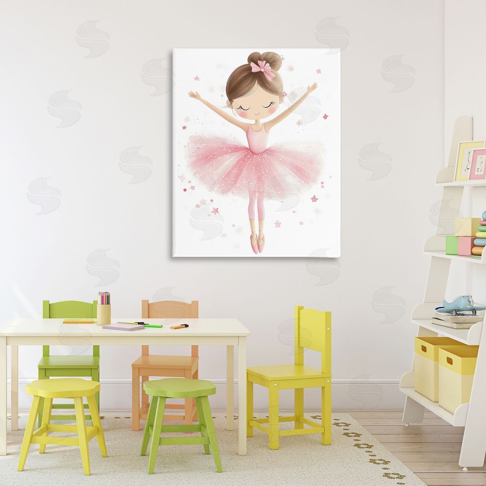 Creative Studio Graceful Ballerina Pose Stretched Canvas Wall Art in Room