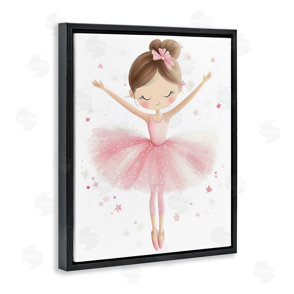 Creative Studio Graceful Ballerina Pose Black Floating Frame Canvas Wall Art