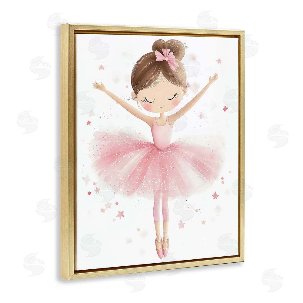 Creative Studio Graceful Ballerina Pose Gold Floating Frame Canvas Wall Art