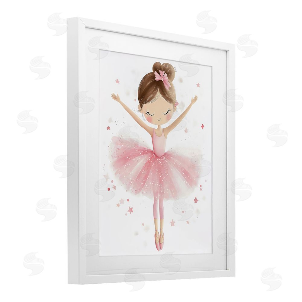 Creative Studio Graceful Ballerina Pose White Framed Print Under Glass with Mat Wall Art