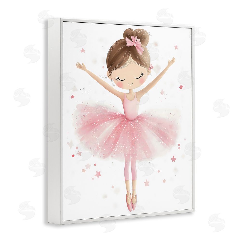 Creative Studio Graceful Ballerina Pose White Framed Giclee Wall Art Print