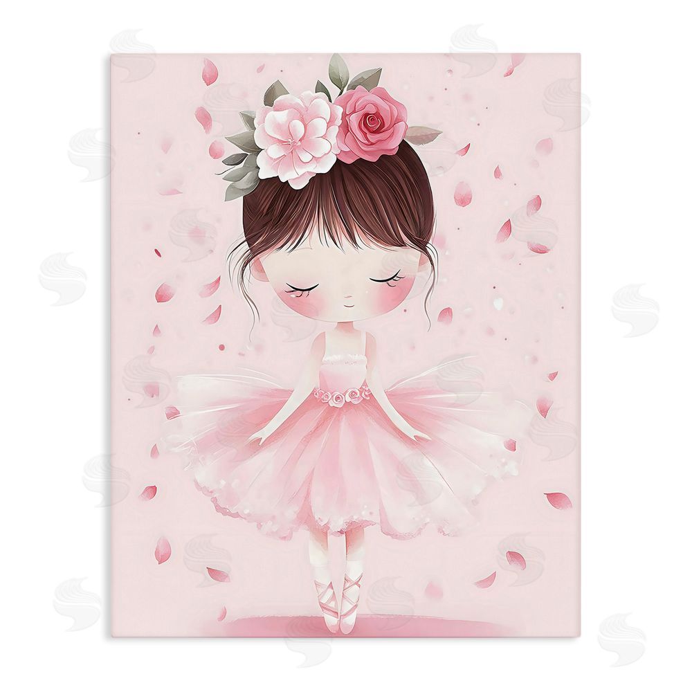 Creative Studio Ballerina With Floral Headdress Stretched Canvas Wall Art Print
