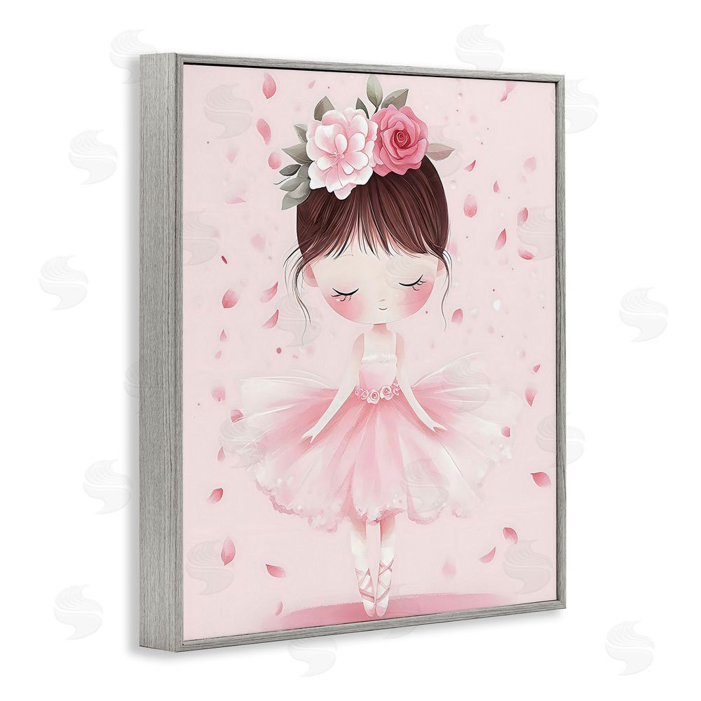 Creative Studio Ballerina With Floral Headdress Gray Framed Giclee Wall Art Print