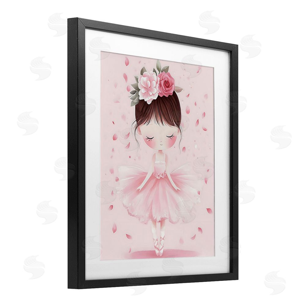 Creative Studio Ballerina With Floral Headdress Black Framed Print Under Glass Wall Art