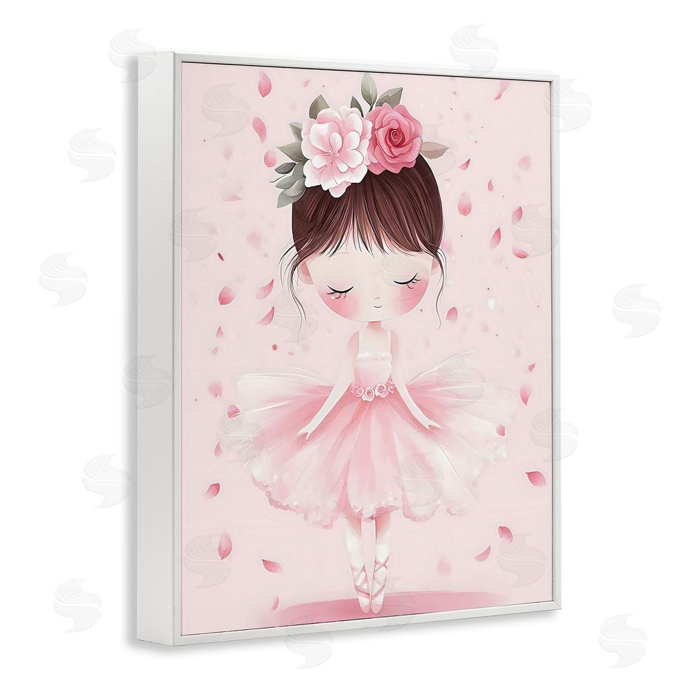 Creative Studio Ballerina With Floral Headdress White Framed Giclee Wall Art Print