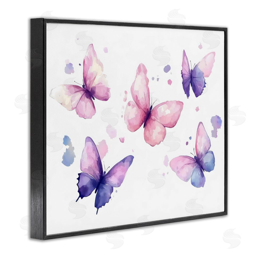 Creative Studio Blue and Pink Butterflies Black Framed Giclee Wall Art Print