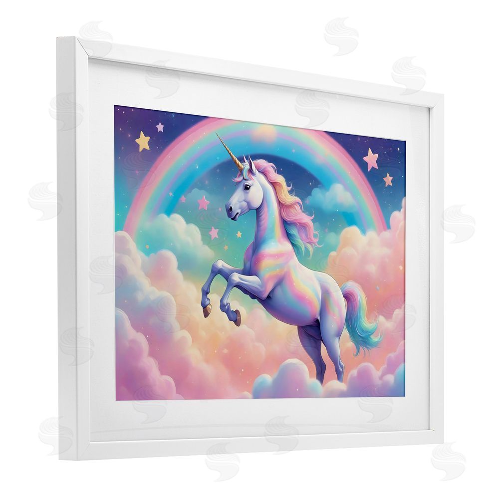Creative Studio Colorful Galaxy Unicorn White Framed Print Under Glass Wall Art