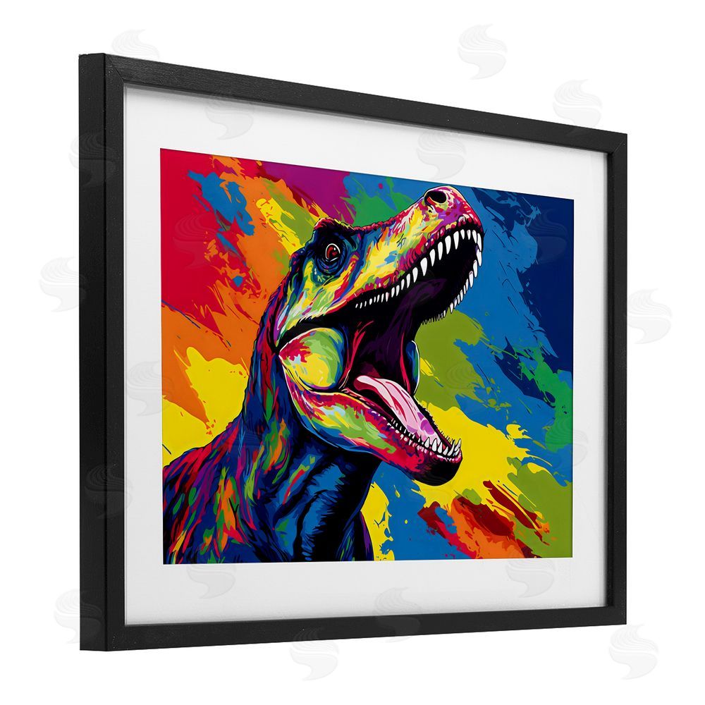 Creative Studio Brightly Colored Dinosaur Black Framed Print Under Glass Wall Art