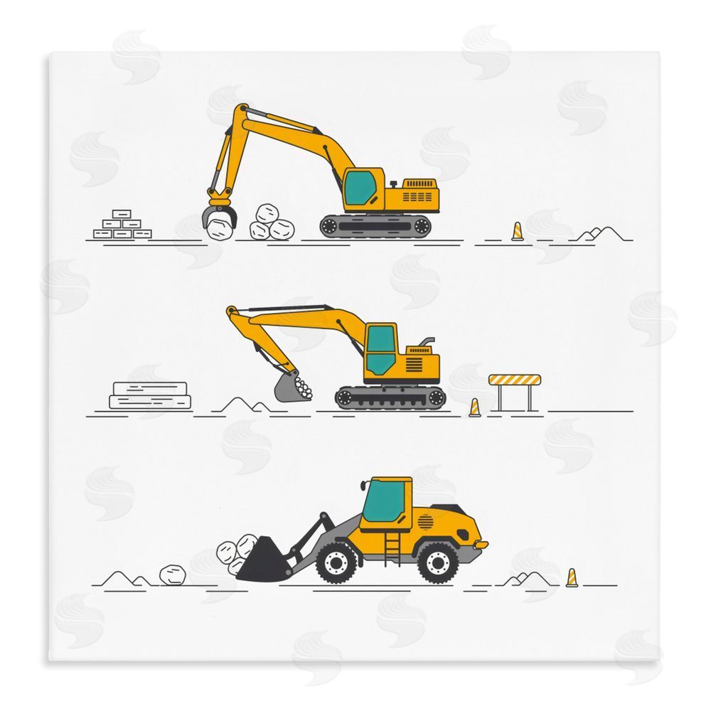 Creative Studio Construction Digs Machine Stretched Canvas Wall Art Print