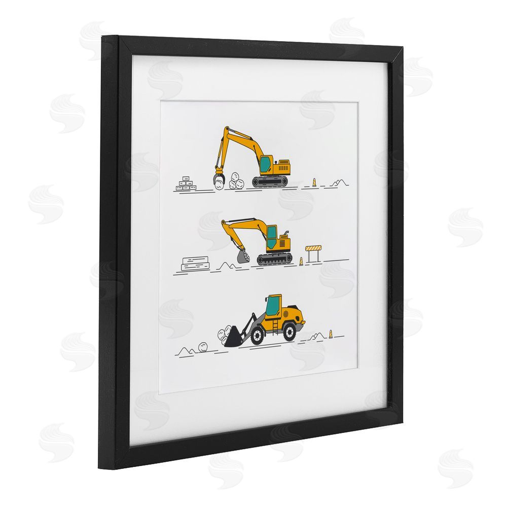 Creative Studio Construction Digs Machine Black Framed Print Under Glass Wall Art