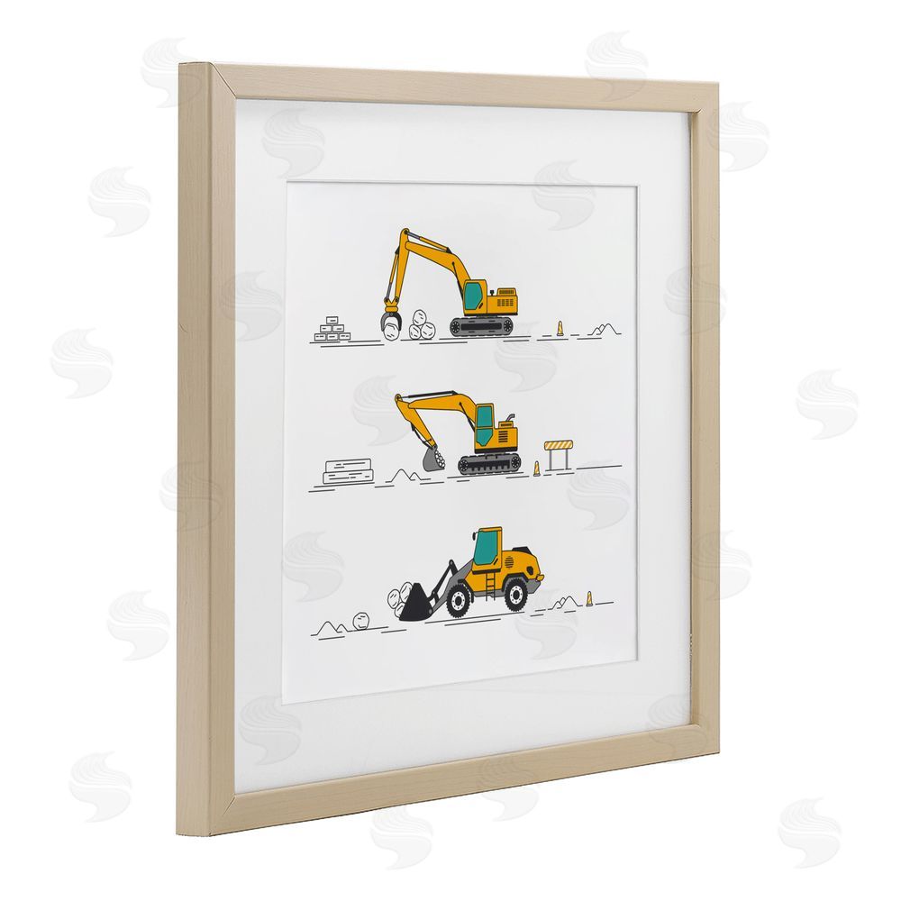 Creative Studio Construction Digs Machine Birch Framed Print Under Glass Wall Art