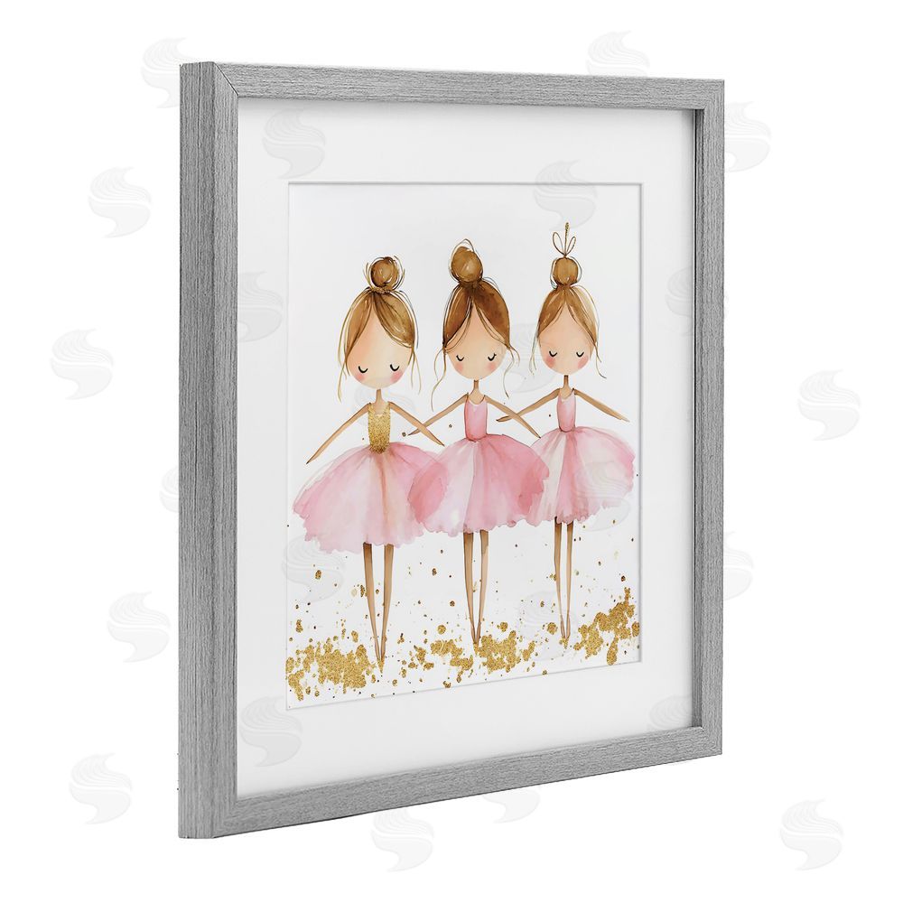 Creative Studio Ballerina Trio in Pink Tutus Gray Framed Print Under Glass Wall Art