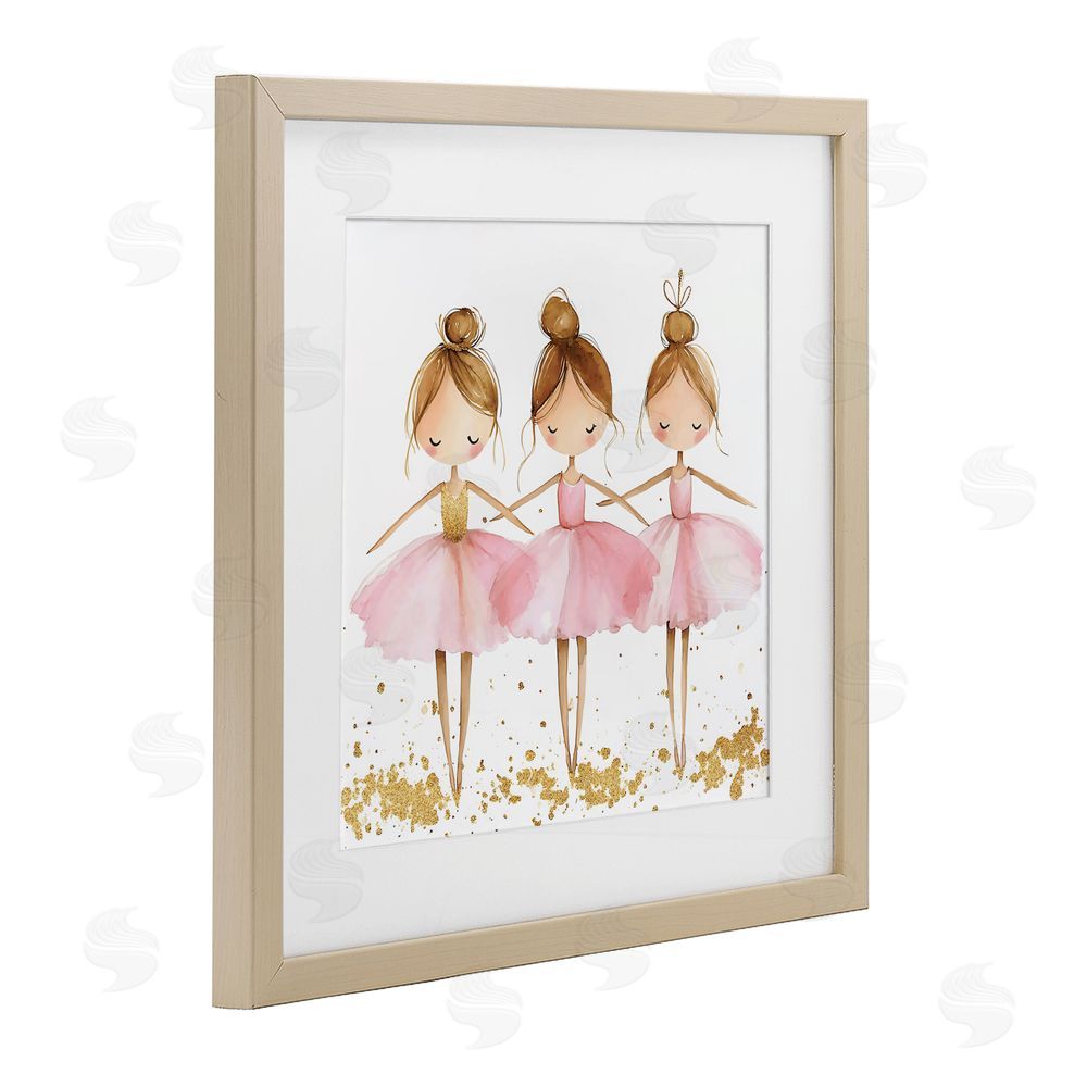 Creative Studio Ballerina Trio in Pink Tutus Birch Framed Print Under Glass Wall Art
